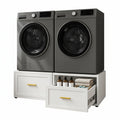 2 Pack Metal Washer and Dryer Pedestals, 28" W Heavy Duty Washer Dryer Pedestal, 16" H Washer Pedestal with Drawer, 440LBS Universal Laundry Pedestal for Washer and Dryer (2 Pack-White)