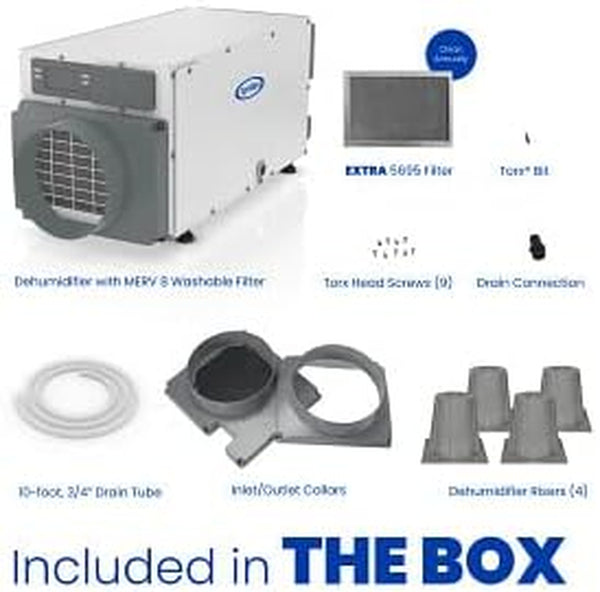 E070 Pro Dehumidifier Bundle - 70 Pint Whole House Dehumidifier - Full Complete Kit - Crawl Spaces, Basements, Whole Homes, Commercial up to 2,800 Sq. Ft - 5 Year Warranty Included