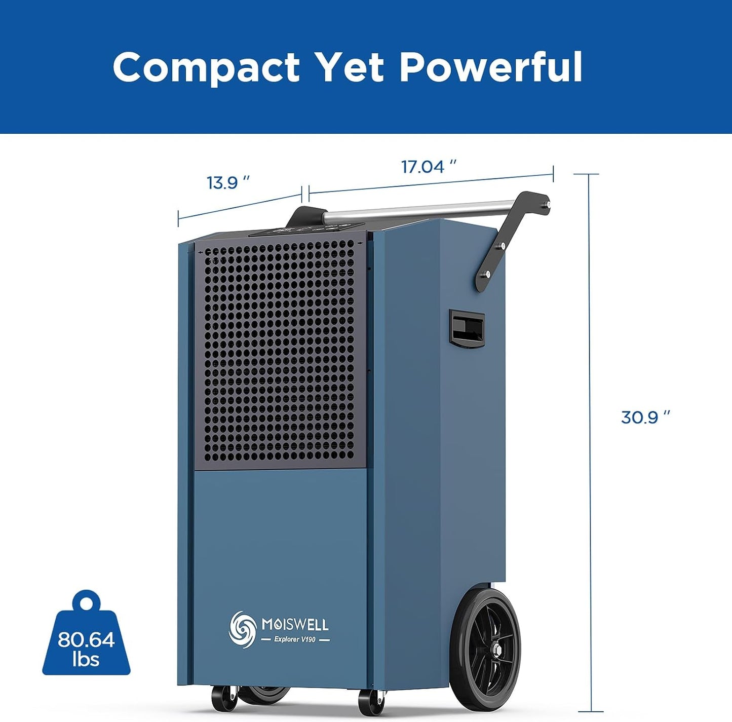 190 Pints Commercial Dehumidifier with Pump Portable | Auto Defrost | Timer | Industrial Heavy Duty Moisture Removal Dehumidifiers for Basement, Powerful Humidity Control for Large Spaces | Auto Drain