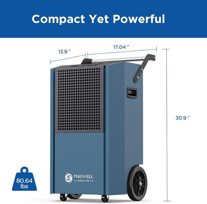 190 Pints Commercial Dehumidifier with Pump Portable | Auto Defrost | Timer | Industrial Heavy Duty Moisture Removal Dehumidifiers for Basement, Powerful Humidity Control for Large Spaces | Auto Drain