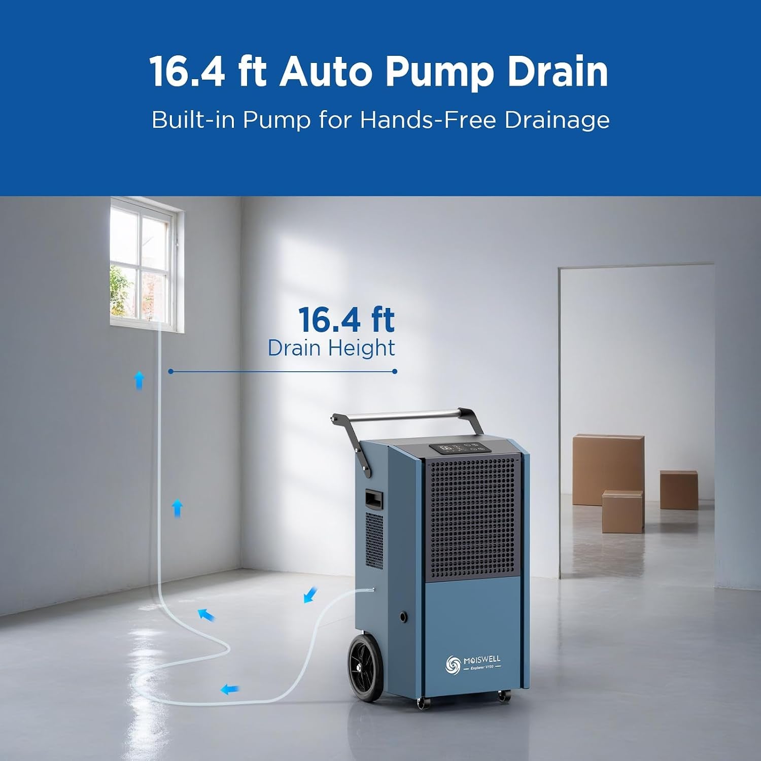 190 Pints Commercial Dehumidifier with Pump Portable | Auto Defrost | Timer | Industrial Heavy Duty Moisture Removal Dehumidifiers for Basement, Powerful Humidity Control for Large Spaces | Auto Drain