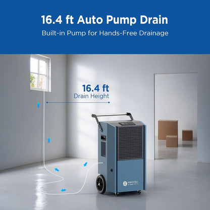 190 Pints Commercial Dehumidifier with Pump Portable | Auto Defrost | Timer | Industrial Heavy Duty Moisture Removal Dehumidifiers for Basement, Powerful Humidity Control for Large Spaces | Auto Drain
