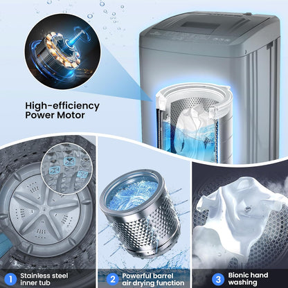 2.4 Cu.Ft Portable Washer, 17.8 Lbs Capacity for Apartments | 10 Wash Programs, 8 Water Levels, LED Display, Drain Pump, Child Lock, Full Automatic Washing Machine for RV, Dorm, Home