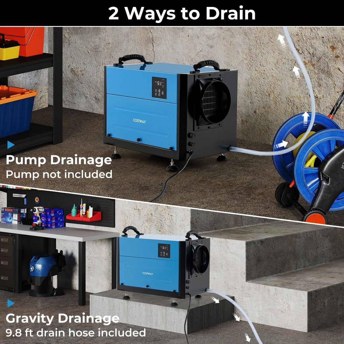 124 Pint Crawl Space Dehumidifier with 3 Modes and 24H Timer