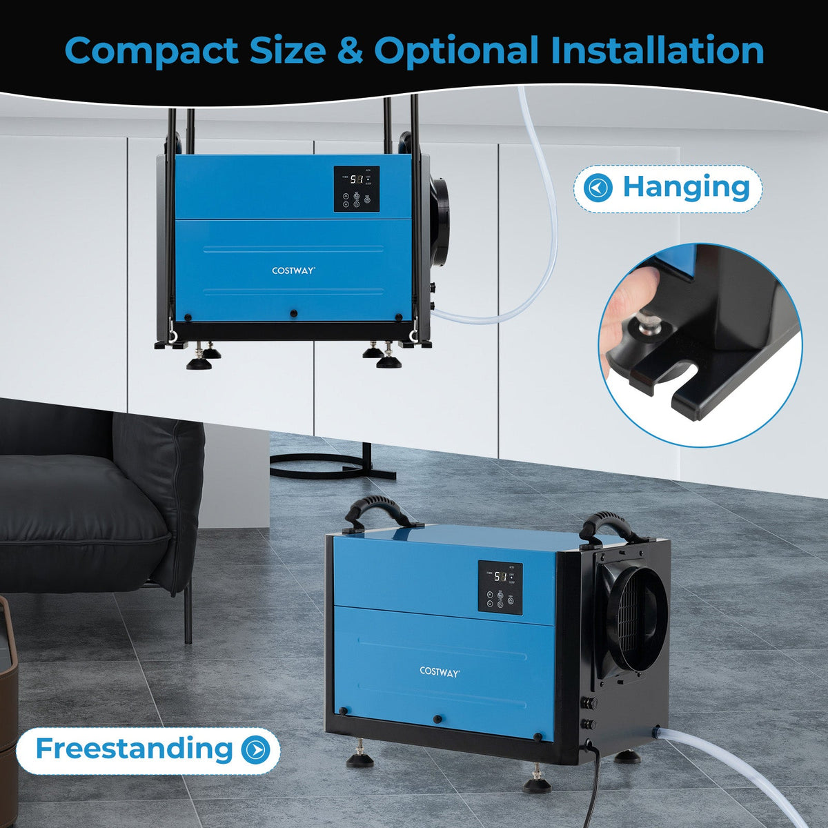 124 Pint Crawl Space Dehumidifier with 3 Modes and 24H Timer