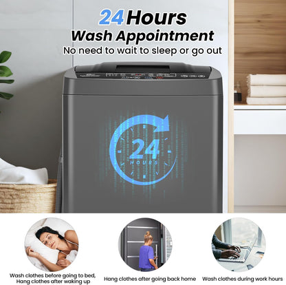 2.4 Cu.Ft Portable Washer, 17.8 Lbs Capacity for Apartments | 10 Wash Programs, 8 Water Levels, LED Display, Drain Pump, Child Lock, Full Automatic Washing Machine for RV, Dorm, Home