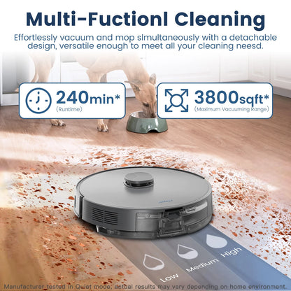 T25+ Robot Vacuum & Mops - Self-Empty, 75-Day Hands-Free, 10,000Pa Suction, Ultrasonic Carpet Detection, 240Min Runtime