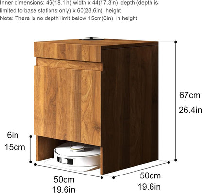 Robot Vacuum Stand Cabinet,Storage Cabinet with Doors for Robot Vacuum Cleaner,End Side Table for Home Office,Wood Freestanding Rack for Living Room Home Office Kitchen(White)