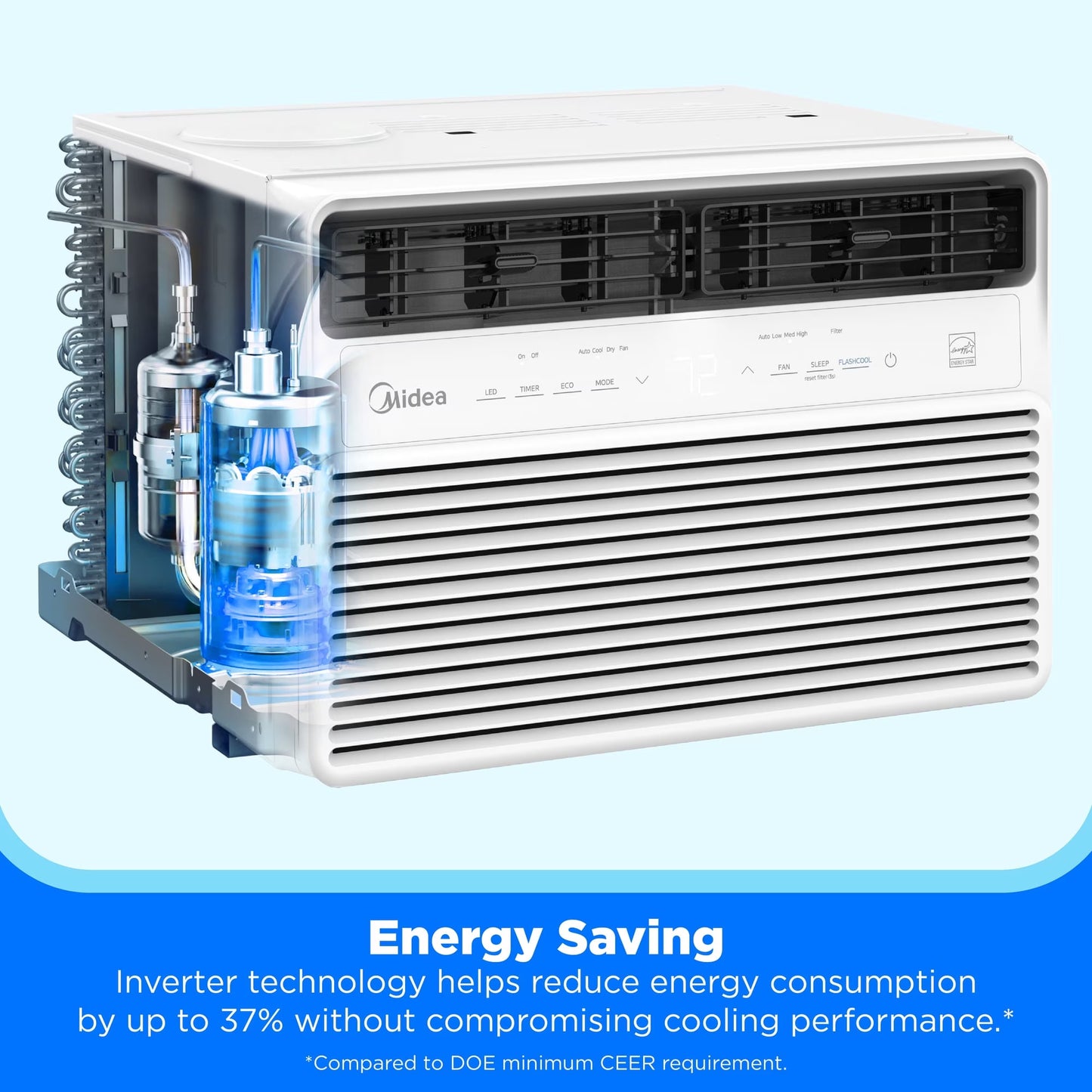 12,000 BTU Window Air Conditioner, Smart Inverter, Cools up to 550 Sq Ft, Wi-Fi and Alexa, White