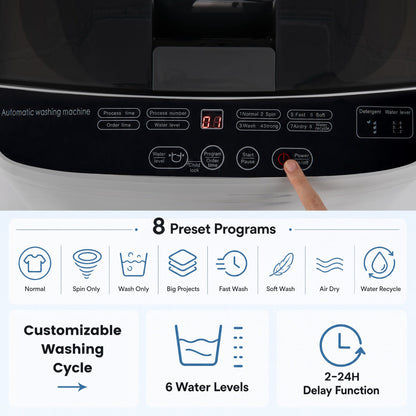 Automatic Washing Machine 7.7 lbs with 8 Programs & Drain Pump