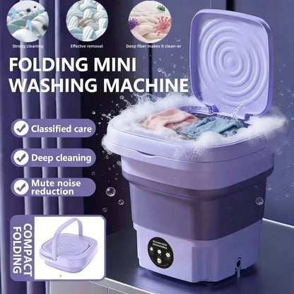 Household Portable Small Mobile Washing Machine with Spin Dryer for Socks Underwear Baby Clothes Mini Folding Washing Machine