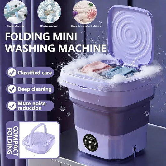 Household Portable Small Mobile Washing Machine with Spin Dryer for Socks Underwear Baby Clothes Mini Folding Washing Machine