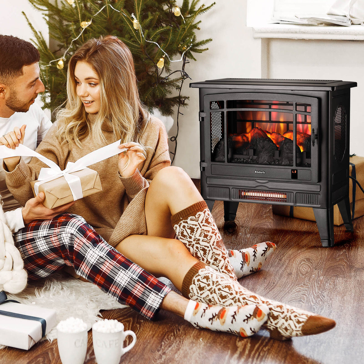 Smart Electric Fireplace Stove Heater, WiFi Enabled