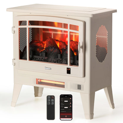 Smart Electric Fireplace Stove Heater, WiFi Enabled