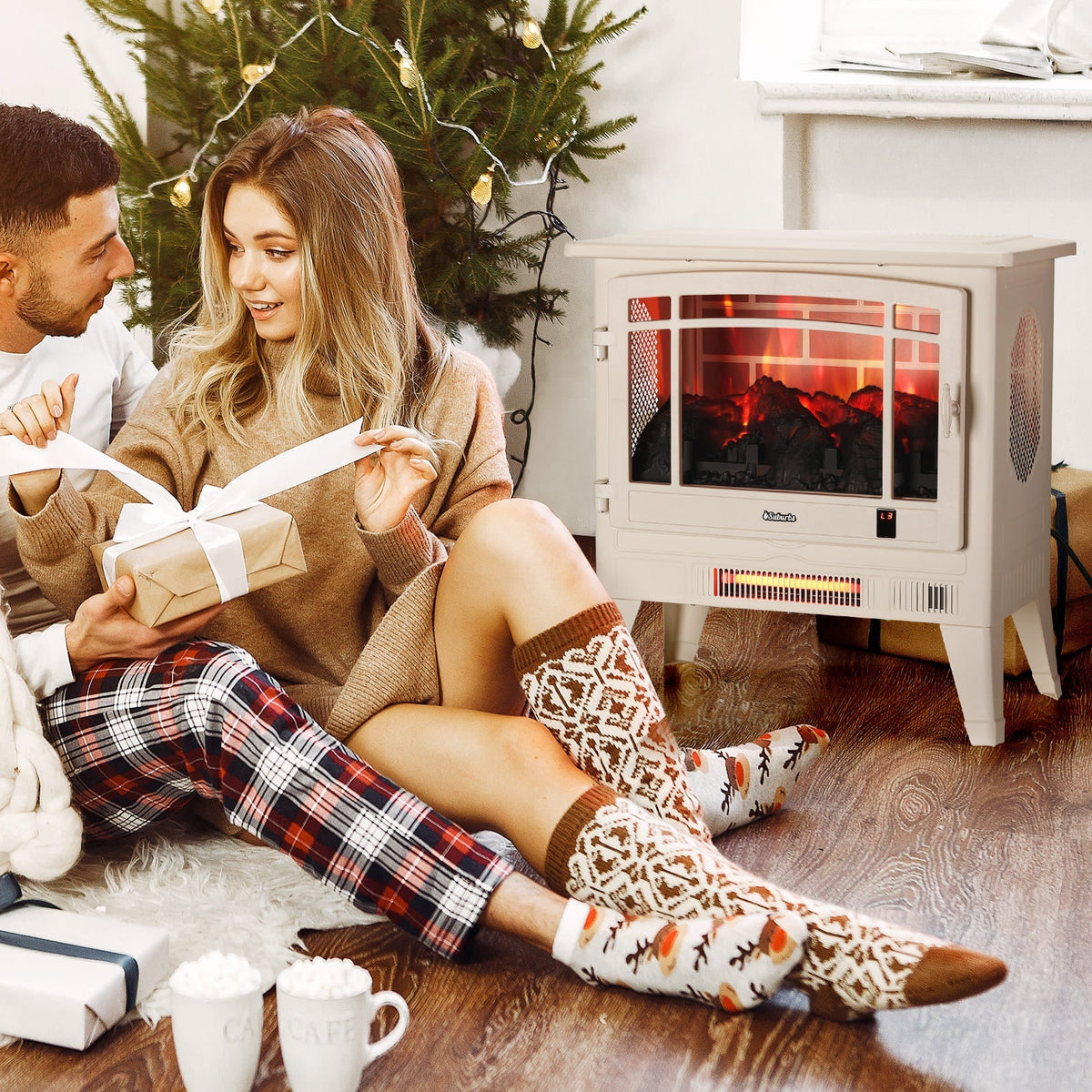 Smart Electric Fireplace Stove Heater, WiFi Enabled