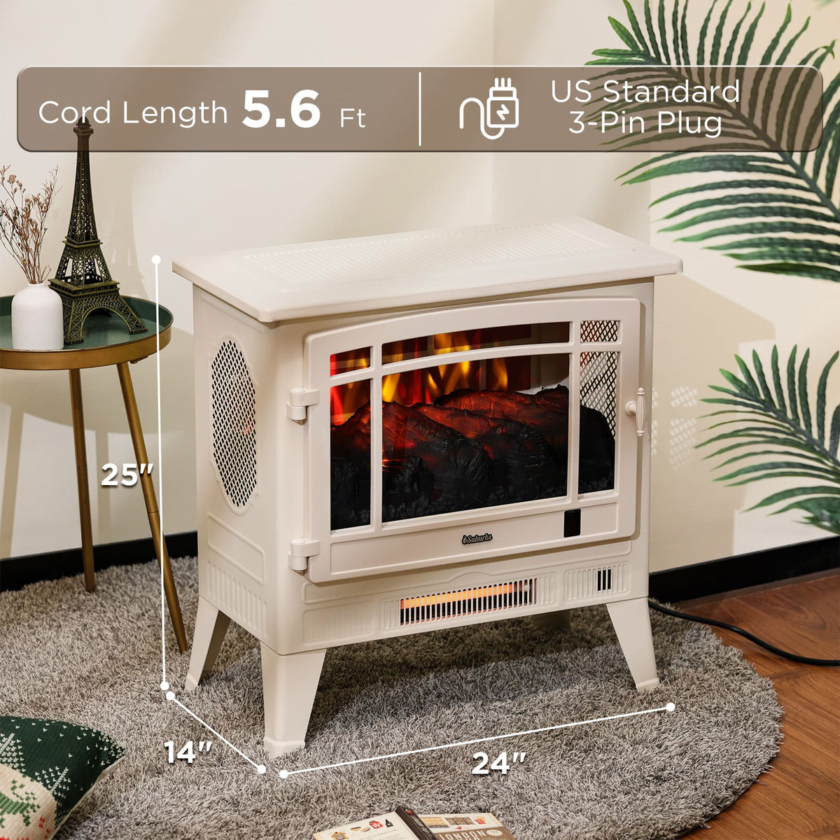 Smart Electric Fireplace Stove Heater, WiFi Enabled