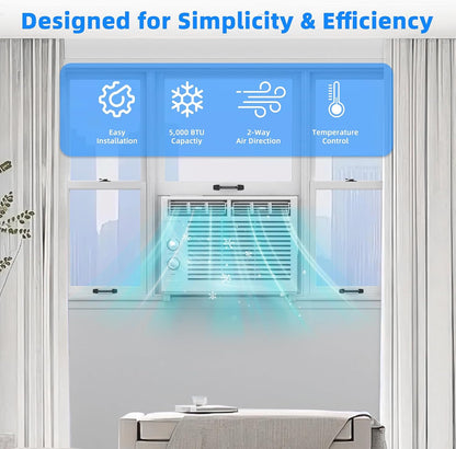 5,000 BTU Small Window Air Conditioner Unit Cool up to 150 Sq.Ft, Window AC Unit with Cool and Fan Mode, Quiet Operation, Adjustable Window Fit, Intuitive Mechanical Controls, White