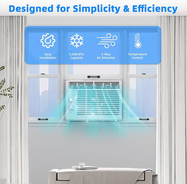 5,000 BTU Small Window Air Conditioner Unit Cool up to 150 Sq.Ft, Window AC Unit with Cool and Fan Mode, Quiet Operation, Adjustable Window Fit, Intuitive Mechanical Controls, White