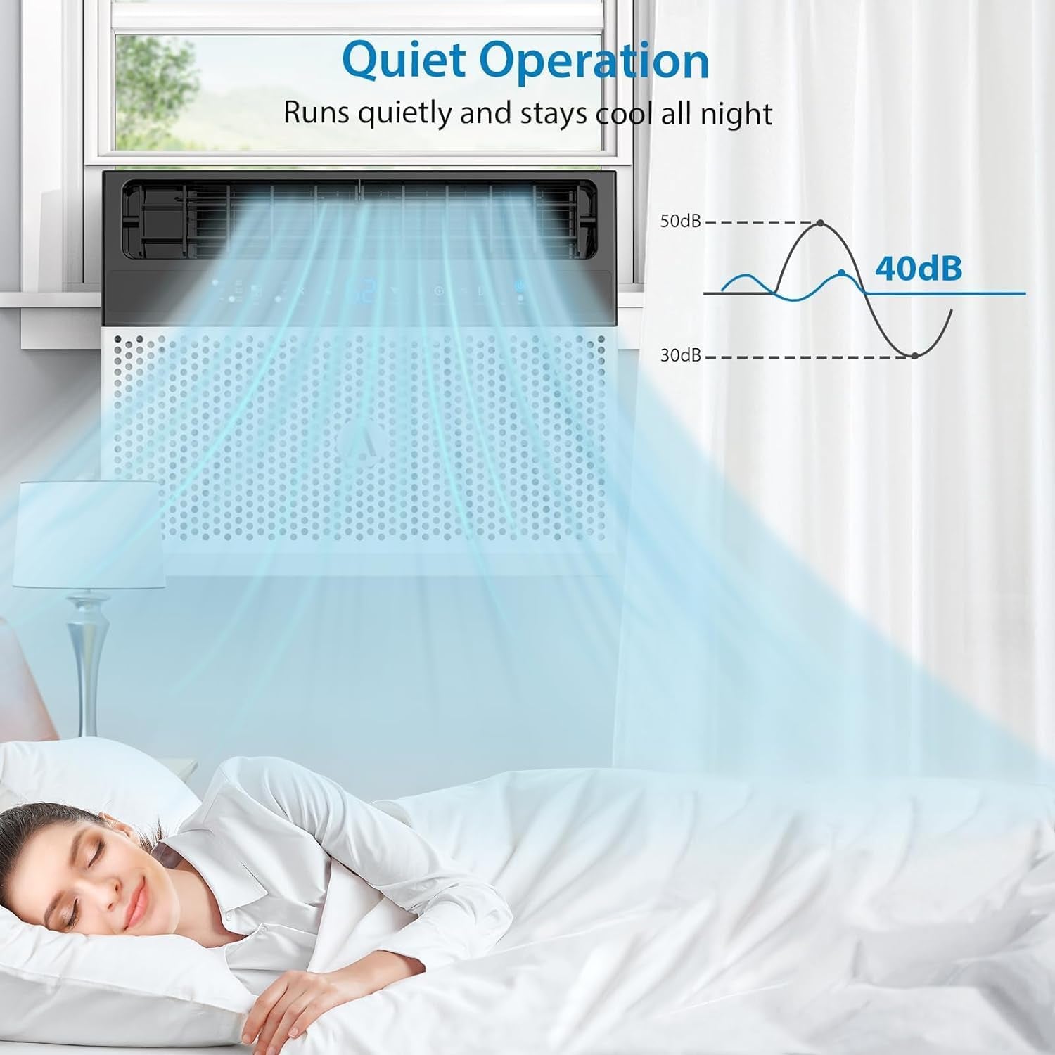 6,000 Btus Window Air Conditioner, U-Shaped Adjustable Depth, Window AC Unit with Washable Filter, Remote Control, Ultra Quiet, Cools up to 269 Sq. Ft., Quiet Operation, White