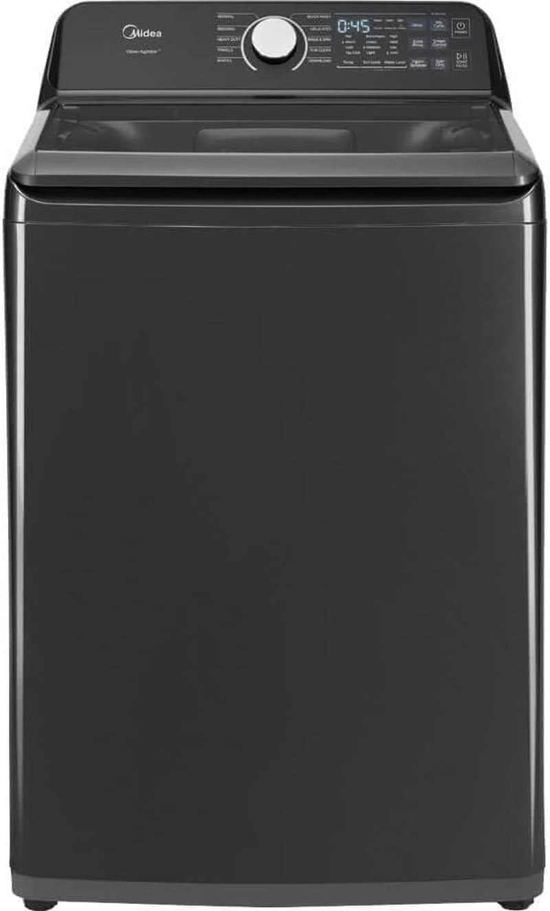 Midea MLTW44A4BGK1 Black Smart Laundry Pair 4.4 Cu Ft Top Load Washer and 7 Cu Ft Electric Dryer Bundle 10 Cycles 4 Te