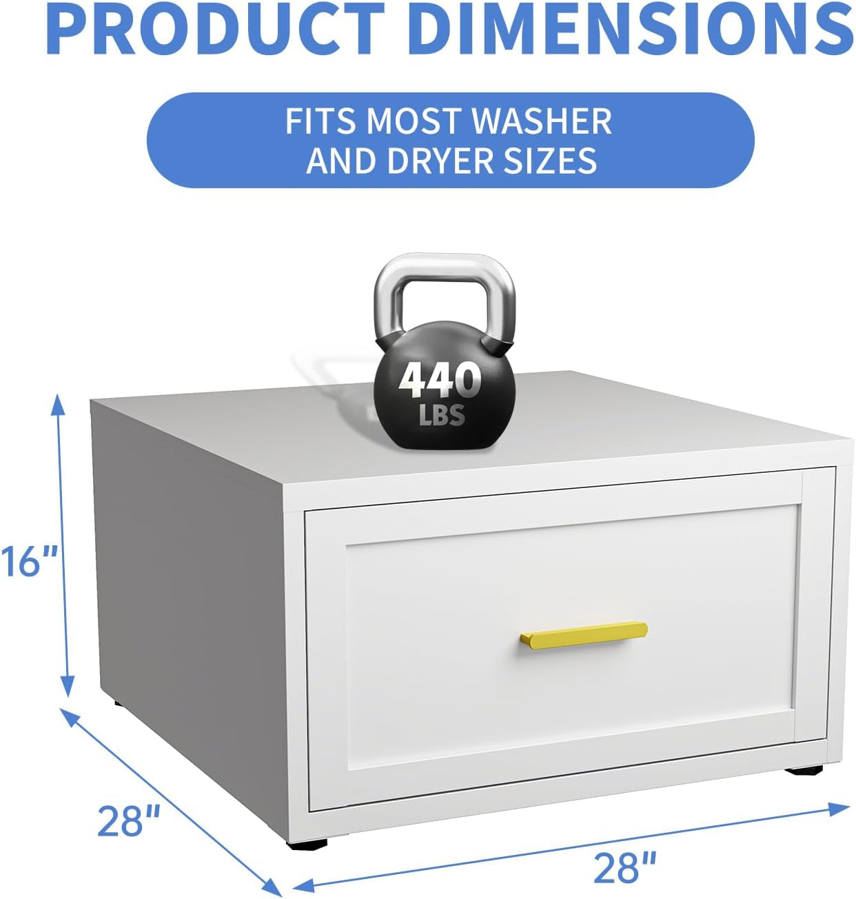 2 Pack Metal Washer and Dryer Pedestals, 28" W Heavy Duty Washer Dryer Pedestal, 16" H Washer Pedestal with Drawer, 440LBS Universal Laundry Pedestal for Washer and Dryer (2 Pack-White)
