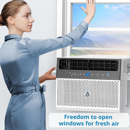 6,000 Btus Window Air Conditioner, U-Shaped Adjustable Depth, Window AC Unit with Washable Filter, Remote Control, Ultra Quiet, Cools up to 269 Sq. Ft., Quiet Operation, White