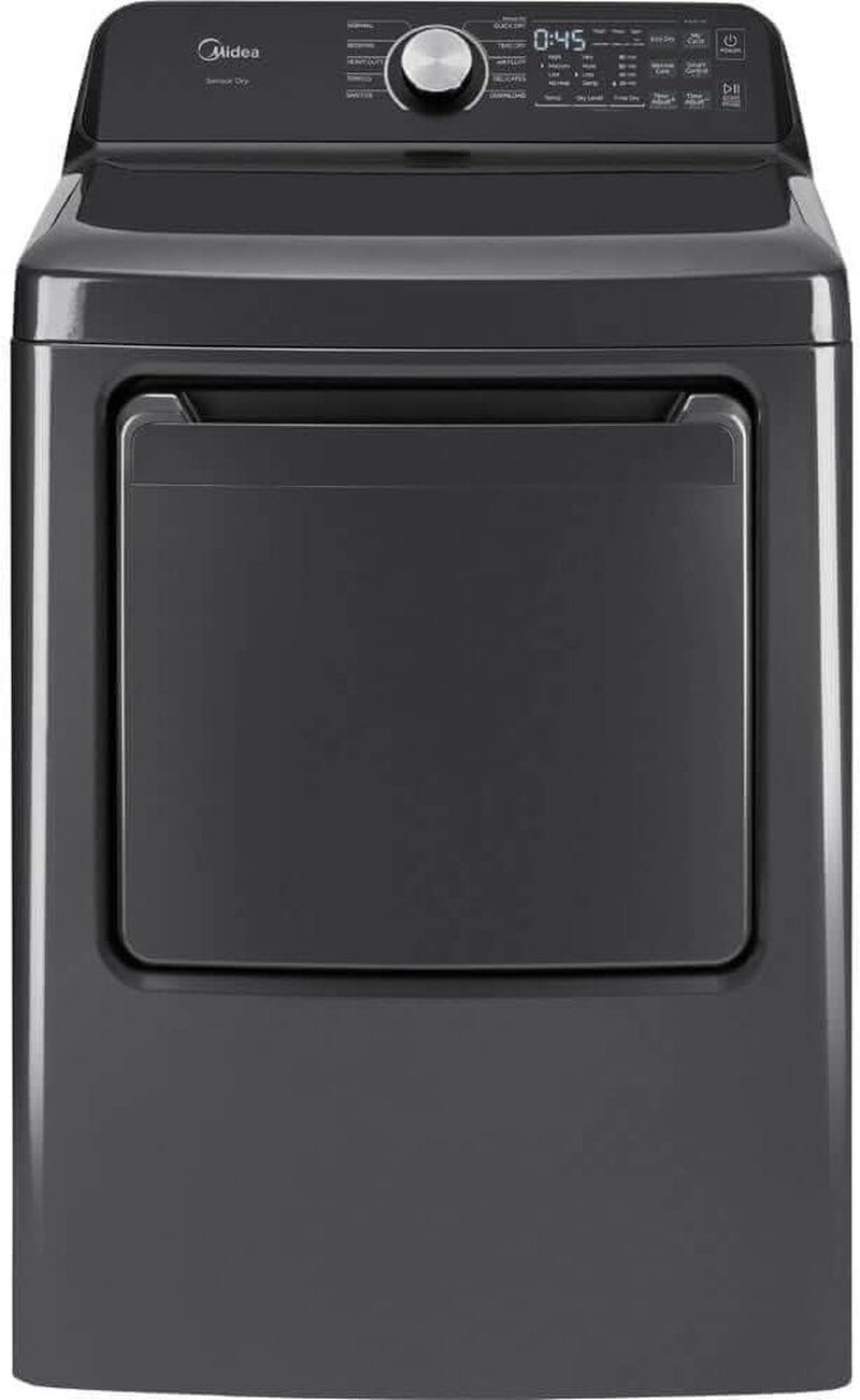 Midea MLTW44A4BGK1 Black Smart Laundry Pair 4.4 Cu Ft Top Load Washer and 7 Cu Ft Electric Dryer Bundle 10 Cycles 4 Te