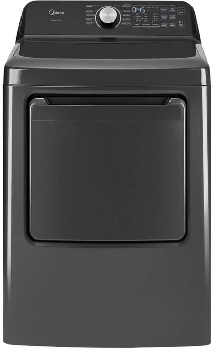 Midea MLTW44A4BGK1 Black Smart Laundry Pair 4.4 Cu Ft Top Load Washer and 7 Cu Ft Electric Dryer Bundle 10 Cycles 4 Te